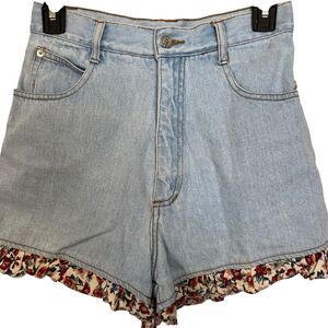 Concepts & Design Vintage Floral Ruffle High Waist 90s Y2K Mom Shorts Denim 26